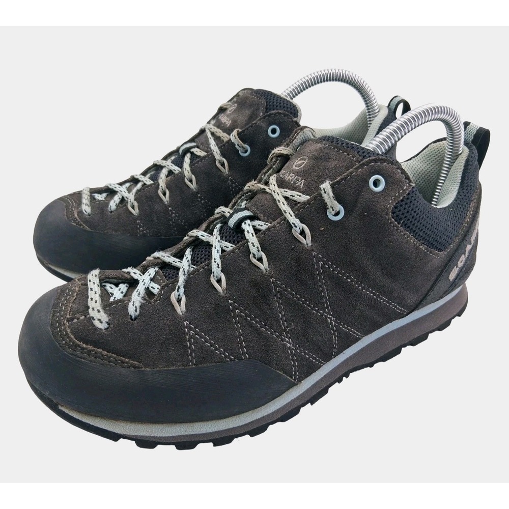 Scarpa Shoes Womens 8.5 Mens 7.5 Gray Crux WMN Suede Vibram Hiking Trail Sneaker